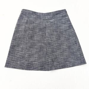 J. Crew Front Pleated Flap Skirt Mini Grid Woven Patter Blue Squares Size 10